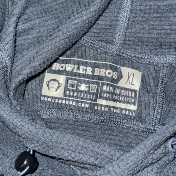 Howler Brothers Palo Duro Grid Fleece Hoodie Men's XL Blue Grey Performance - Picture 3 of 6